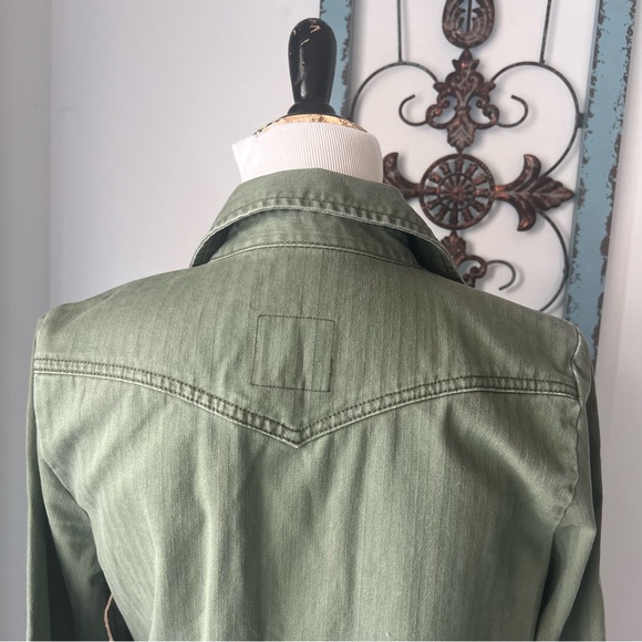 Lee Vintage Modern Olive Green Snap Front Denim Shirt Dress, NWT - Picture 8 of 14